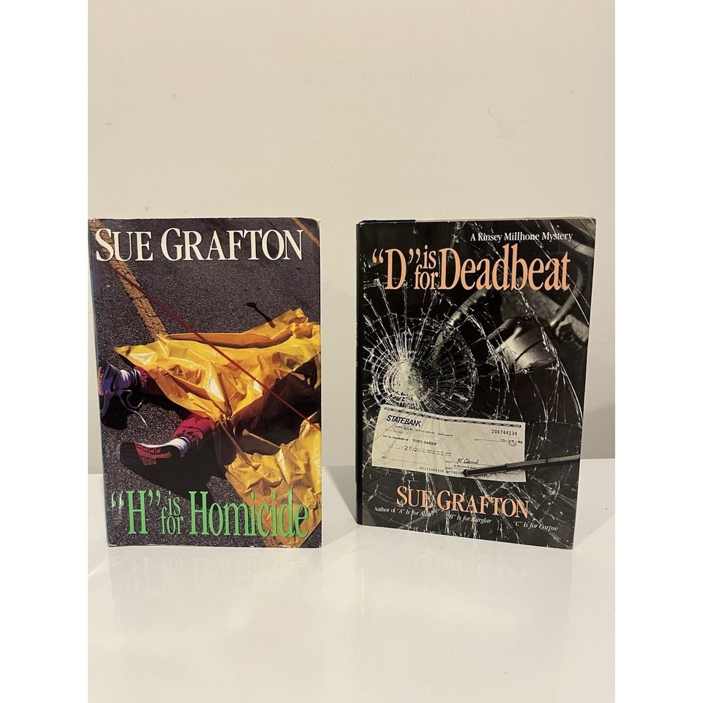 Sue Grafton Kinsey Millhone Hardcover Lot D Is for Deadbeat & H Is for Homicide